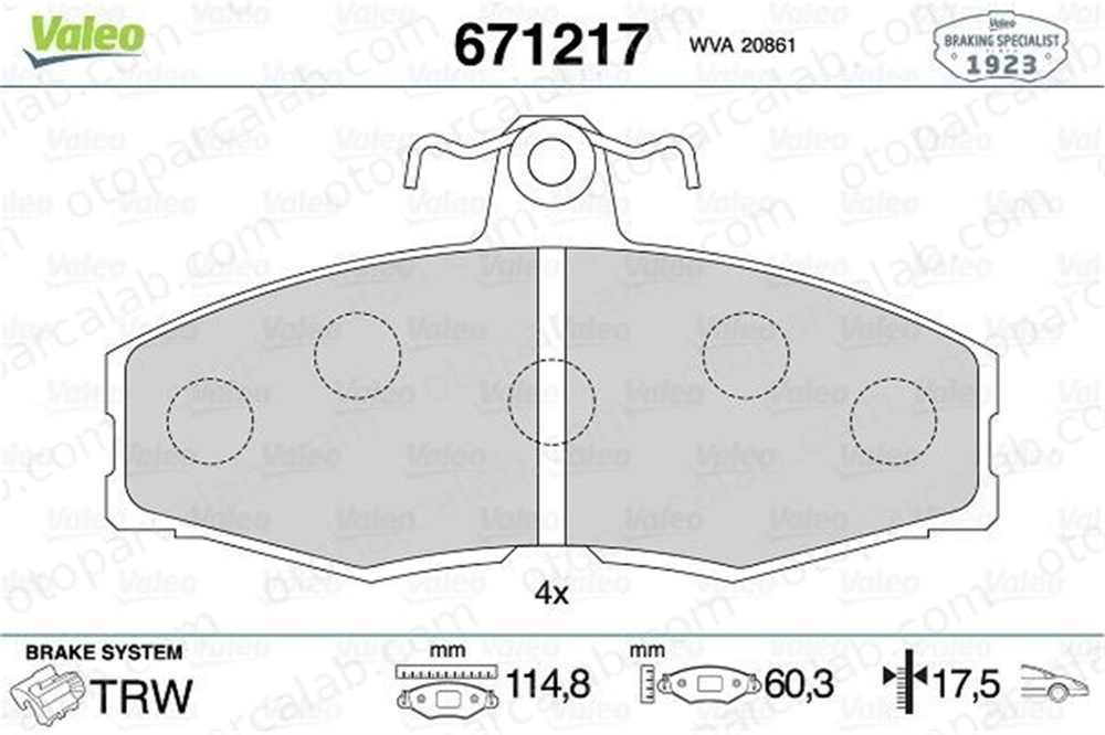 VALEO 671217 Fren Disk Balata Ön SKODA FAVORIT FORD SIERRA II Hatchback 1661468 5018981