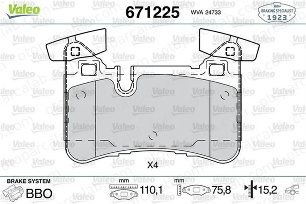 VALEO 671225 Fren Disk Balata Arka MERCEDES-BENZ E-SERISI E-SERISI T-Model A0054209020 4203400
