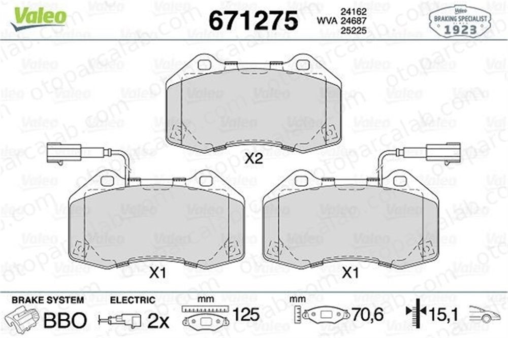 VALEO 671275 Fren Disk Balata Ön ALFA ROMEO MITO ABARTH GRANDE PUNTO 51934099 77365672