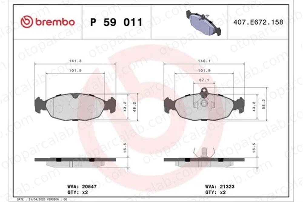 VALEO 671375 Fren Disk Balata Ön OPEL ASTRA F Station wagon ASTRA F 92100964