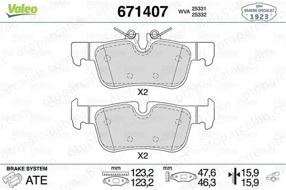 VALEO 671407 Fren Disk Balata Arka BMW X2 X1 34216859917 1543683