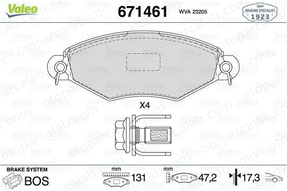 VALEO 671461 Fren Disk Balata Ön PEUGEOT 306 306 Hatchback 425191 425204