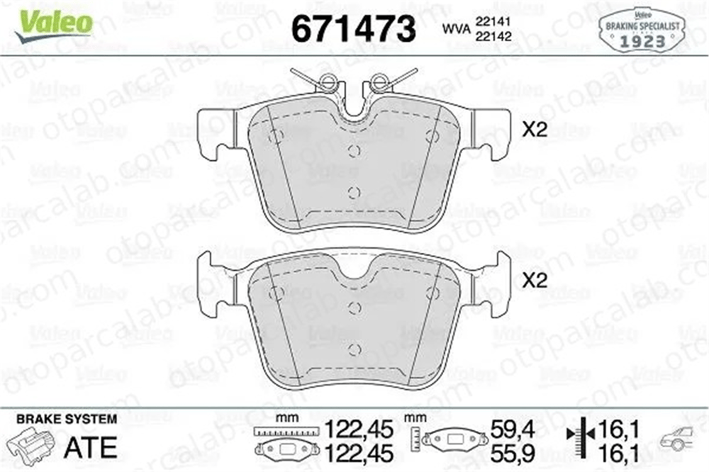 VALEO 671473 Fren Disk Balata Arka VOLVO XC60 II V90 II Station wagon LR061385 J9C14009