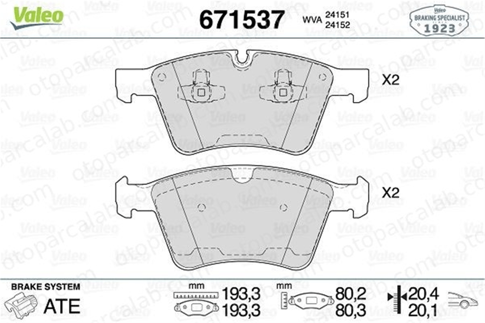 VALEO 671537 Fren Disk Balata Ön MERCEDES-BENZ GL-SERISI R-SERISI A1644201320 1644201320