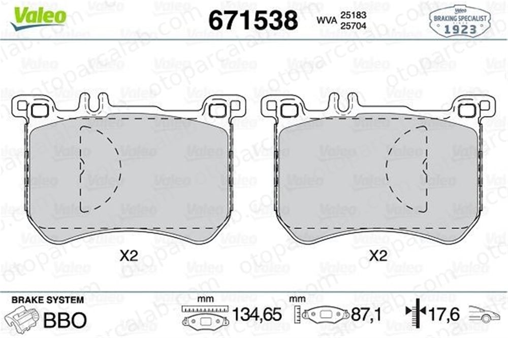 VALEO 671538 Fren Disk Balata Ön MERCEDES-BENZ S-SERISI SL 64204920 0064204920