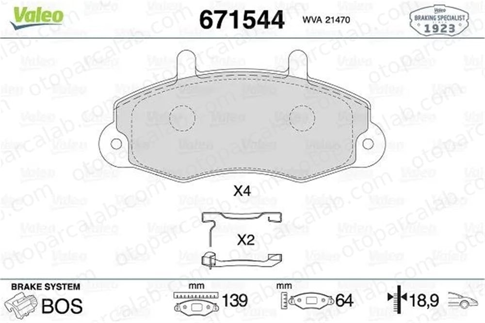 VALEO 671544 Fren Disk Balata Ön FORD TRANSIT Minibüs/Otobüs TRANSIT Panelvan/Van 1074971 1134158