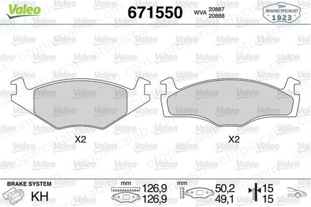 VALEO 671550 Fren Disk Balata Ön VW GOLF II JETTA II 191698151B 191698151G
