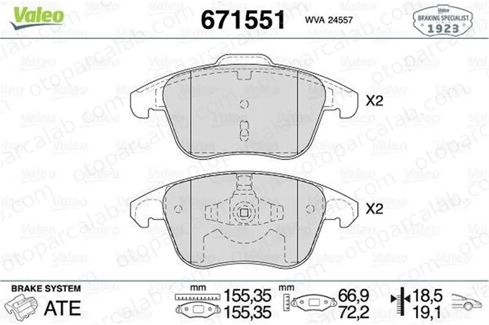 VALEO 671551 Fren Disk Balata Ön PEUGEOT 308 SW I 208 II 1609987980 1675901280