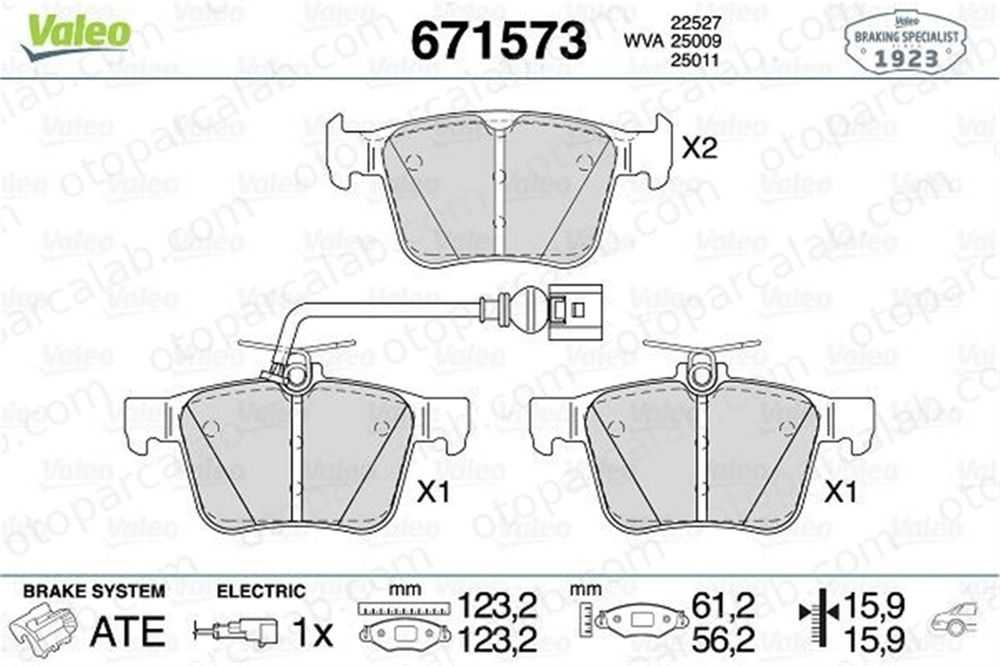 VALEO 671573 Fren Disk Balata Arka AUDI A3 Sportback A3 Limousine 8V0698451 8V0698451C