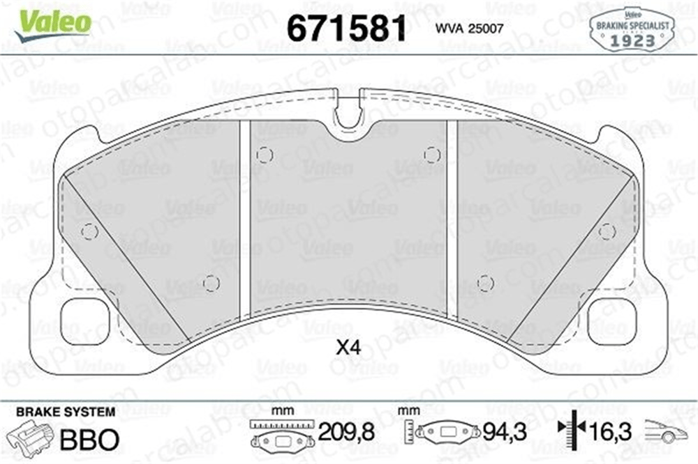 VALEO 671581 Fren Disk Balata Ön PORSCHE PANAMERA CAYENNE 7L0698151M 95835193910