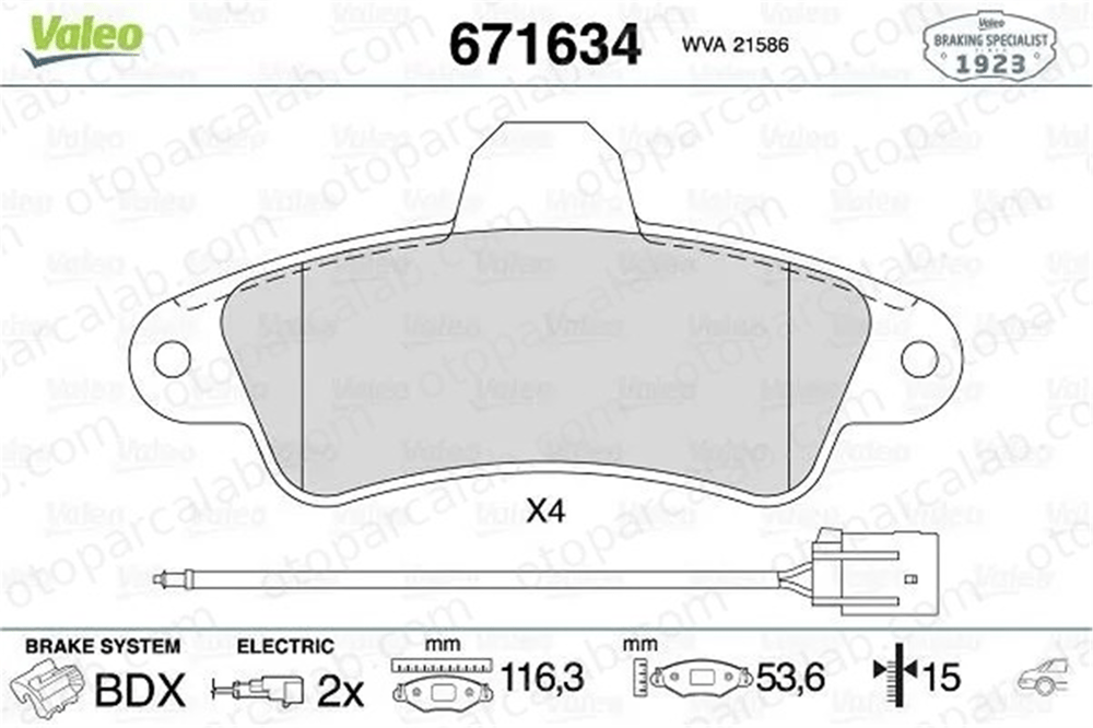 VALEO 671634 Fren Disk Balata Arka FORD MONDEO I Turnier MONDEO I 1504143 1672939