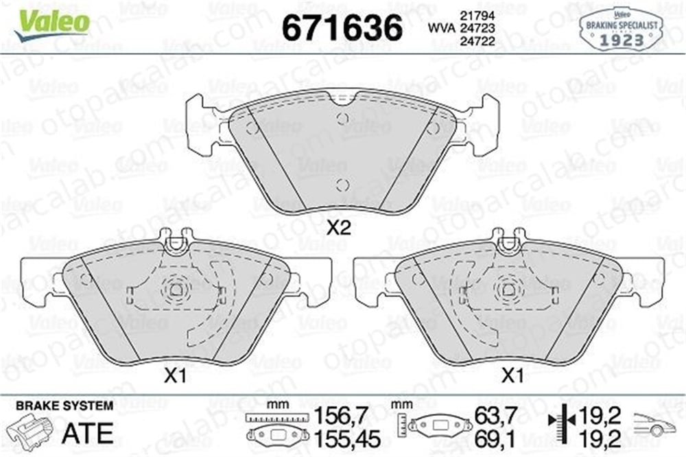 VALEO 671636 Fren Disk Balata Ön MERCEDES-BENZ E-SERISI E-SERISI T-Model 44200720 34208320