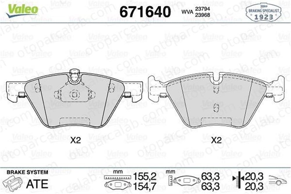 VALEO 671640 Fren Disk Balata Ön BMW 3 Touring 3 34116763617 2288875