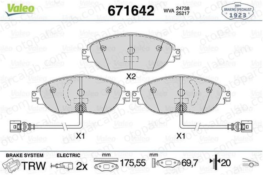 VALEO 671642 Fren Disk Balata Ön VW GOLF VII GOLF VII Variant 5QJ698151
