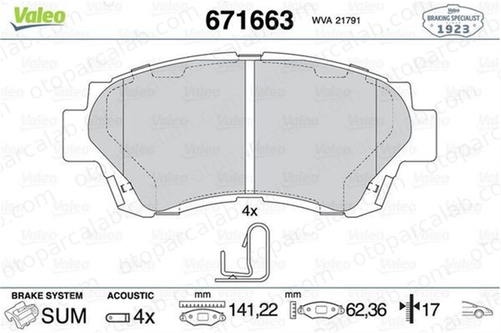 VALEO 671663 Fren Disk Balata Ön TOYOTA CAMRY CAMRY Station wagon 446520230 446520260