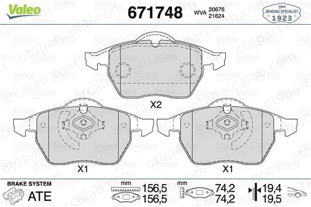VALEO 671748 Fren Disk Balata Ön VW GOLF IV SKODA OCTAVIA I Combi 1J0698151L 1J0698151M