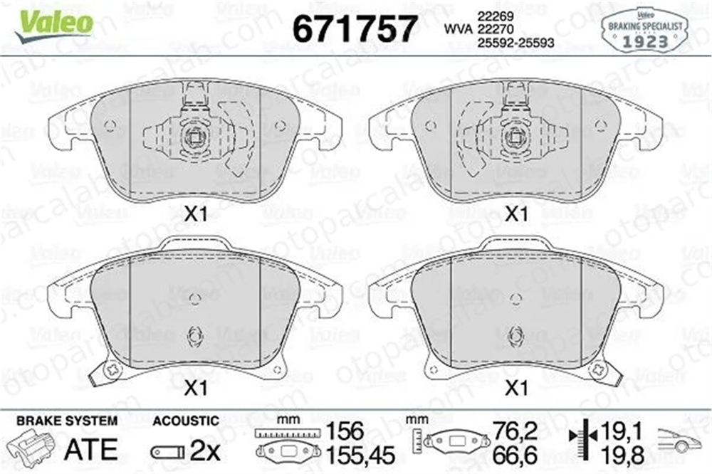 VALEO 671757 Fren Disk Balata Ön FORD MONDEO V Turnier MONDEO V Hatchback 1860105 5601729