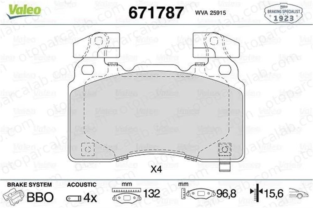 VALEO 671787 Fren Disk Balata Ön OPEL INSIGNIA B Grand Sport INSIGNIA B Sports Tourer 23441307 84732488