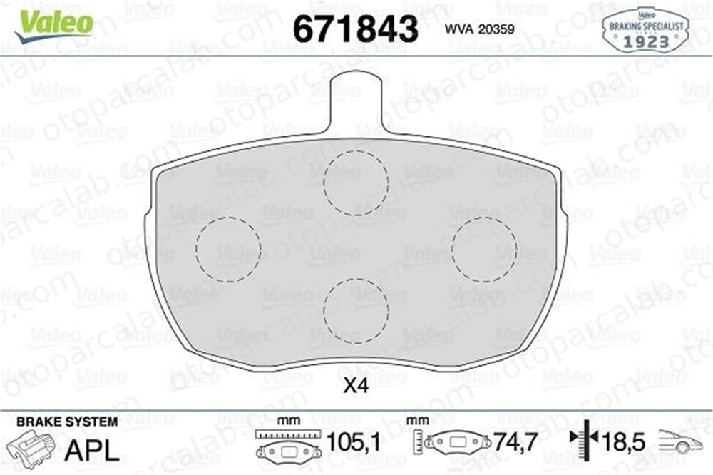 VALEO 671843 Fren Disk Balata Ön FORD TRANSIT Minibüs/Otobüs TRANSIT Panelvan/Van 1571570 4431470