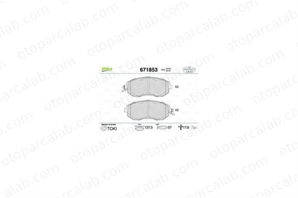 VALEO 671853 Fren Disk Balata Ön SUBARU FORESTER IMPREZA Hatchback 26296AG040 SU00304324