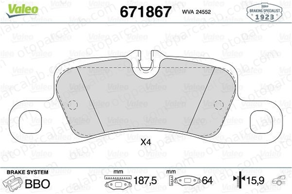 VALEO 671867 Fren Disk Balata Arka PORSCHE CAYENNE 95835293971 95835293972