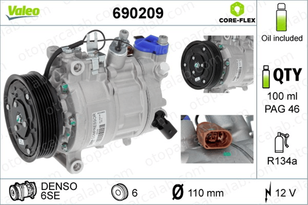 VALEO 690209 Klima Kompresörü AUDI A5 Sportback SEAT IBIZA V 3Q0816803B 4G0260805AC