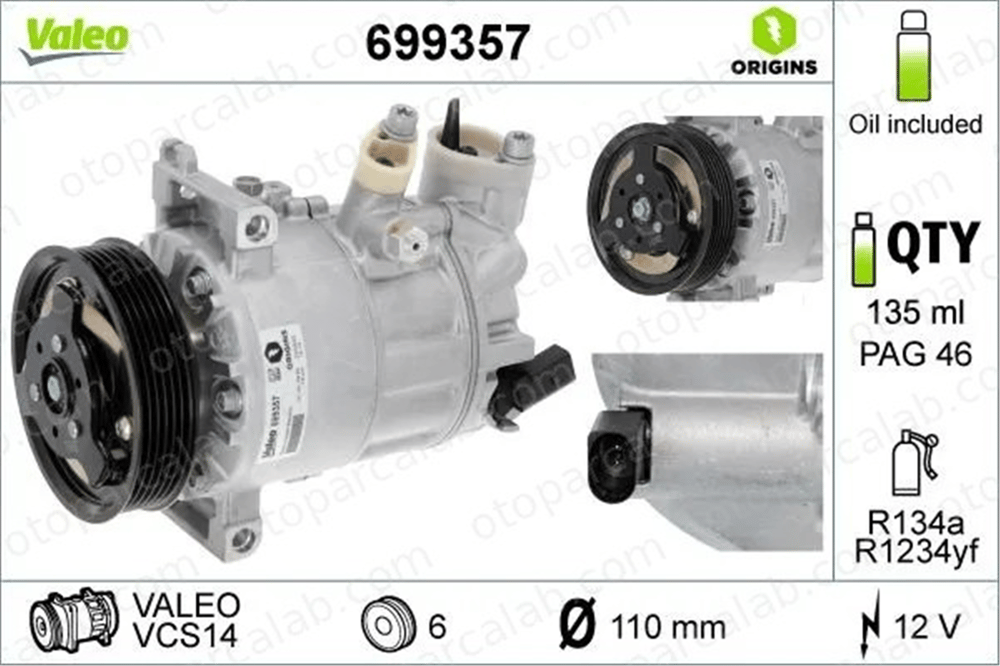 VALEO 699357 Klima Kompresörü AUDI A3 Sportback SEAT LEON 1K0820803E 1K0820803F