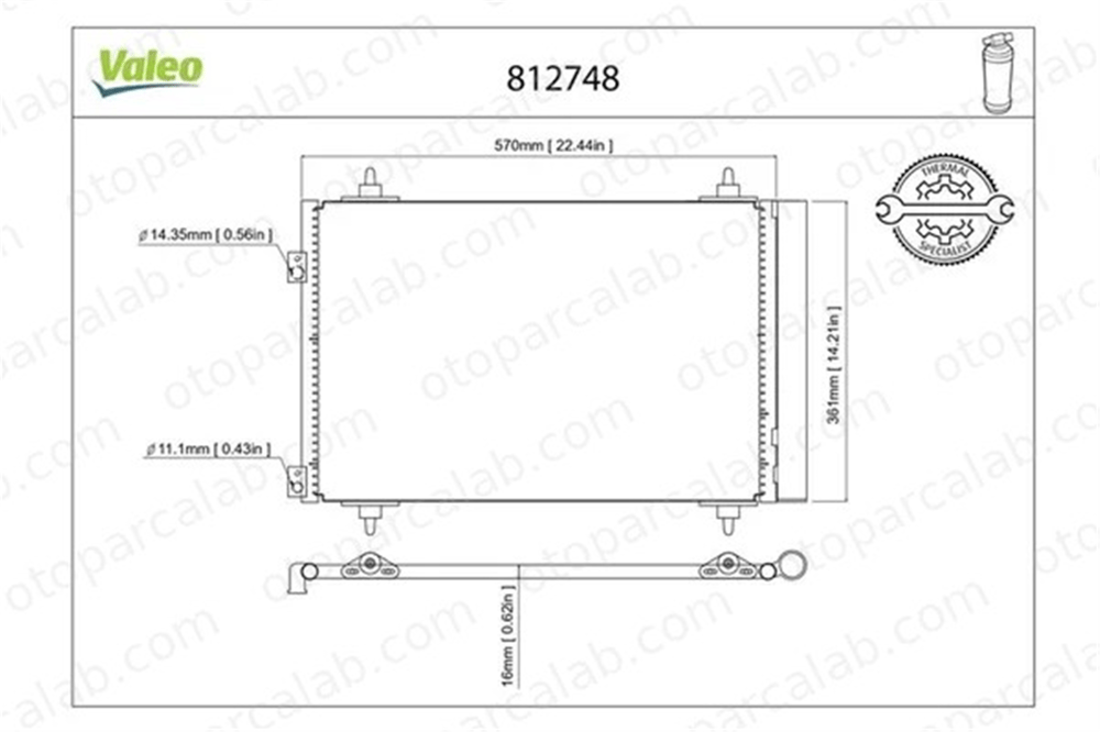 VALEO 812748 Klima Radyatörü PEUGEOT 308 I 308 SW I 1610161980 6455CX
