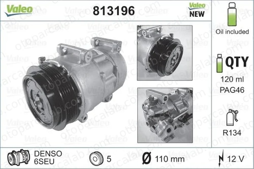 VALEO 813196 Klima Kompresörü MERCEDES-BENZ B-SERISI Sports Tourer A-SERISI A0022304711 12303511