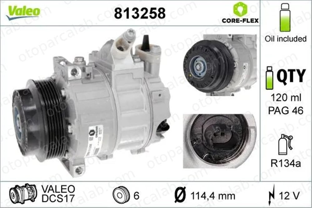 VALEO 813258 Klima Kompresörü MERCEDES-BENZ C-SERISI C-SERISI T-Model A0022304511 A0022304411