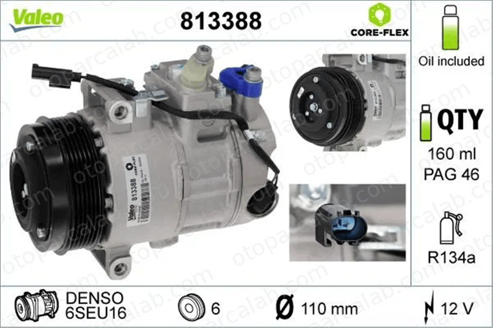 VALEO 813388 Klima Kompresörü MERCEDES-BENZ C-SERISI E-SERISI A0022303111 A0008302500