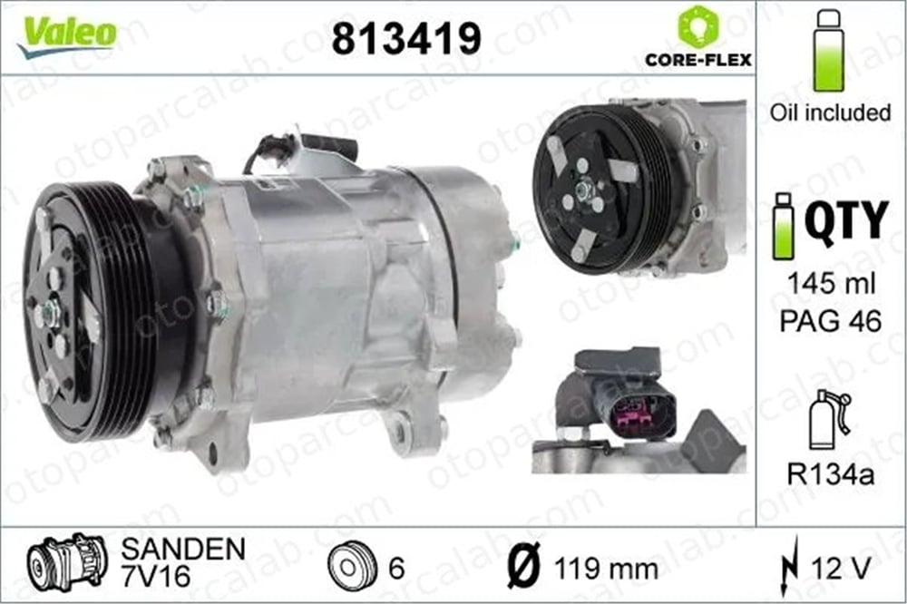 VALEO 813419 Klima Kompresörü VW SHARAN SEAT ALHAMBRA 1211741 1458685