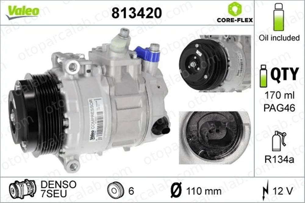 VALEO 813420 Klima Kompresörü MERCEDES-BENZ C-SERISI E-SERISI A0002309011 A0012301411
