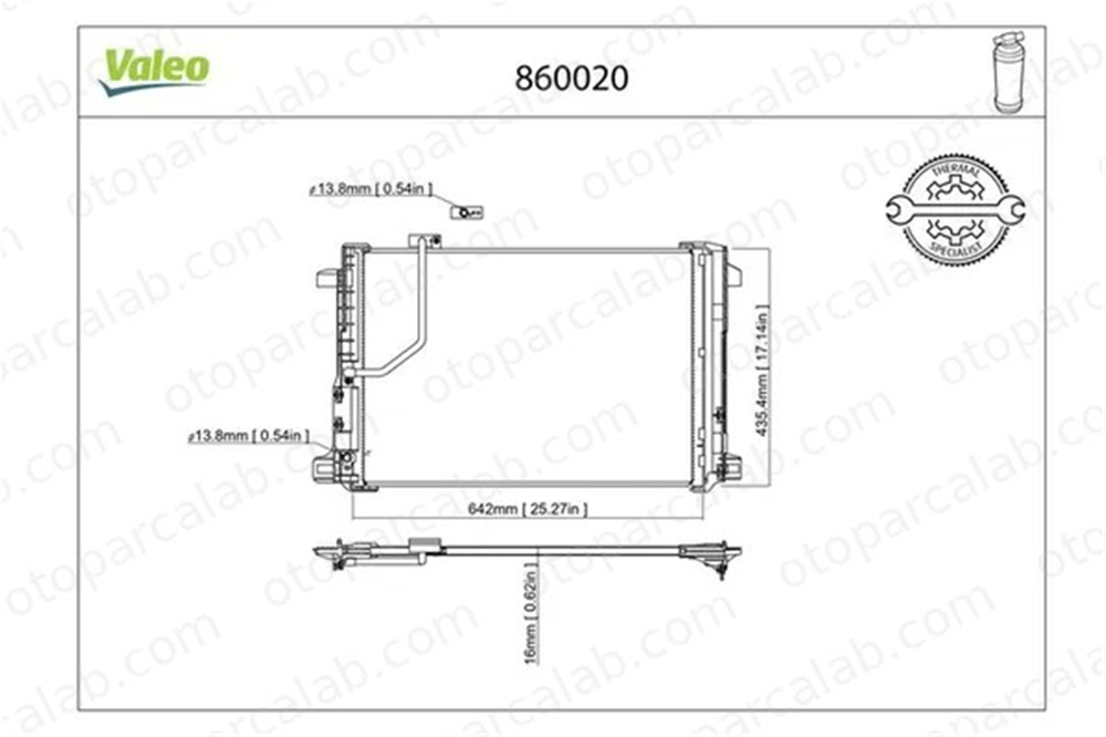 VALEO 860020 Klima Radyatörü MERCEDES-BENZ C-SERISI E-SERISI 2045000254 2045000654