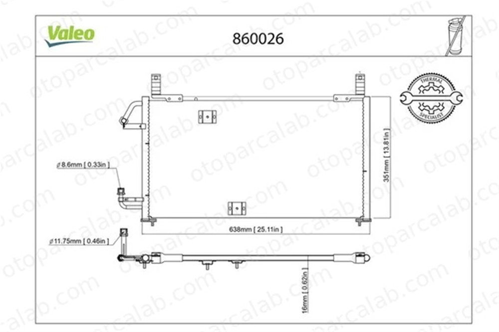 VALEO 860026 Klima Radyatörü DAEWOO ESPERO NEXIA 96120707 96164823
