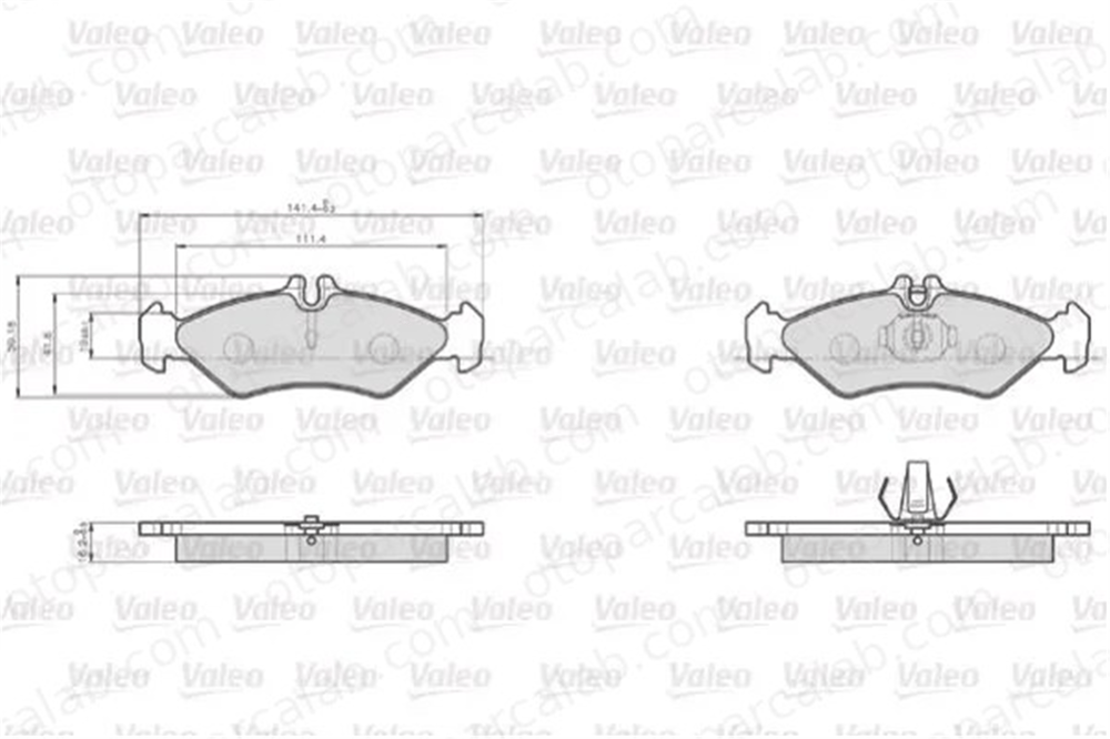 VALEO 872621 Fren Disk Balata Arka MERCEDES-BENZ SPRINTER 2-t Panelvan/Van SPRINTER 2-t Platform şasi A0044205620 2D0698451A