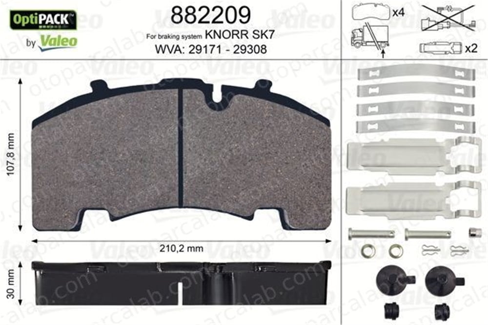 VALEO 882209 Fren Disk Balata Ön MERCEDES-BENZ AROCS ACTROS MP4 / MP5 509290060 980106440