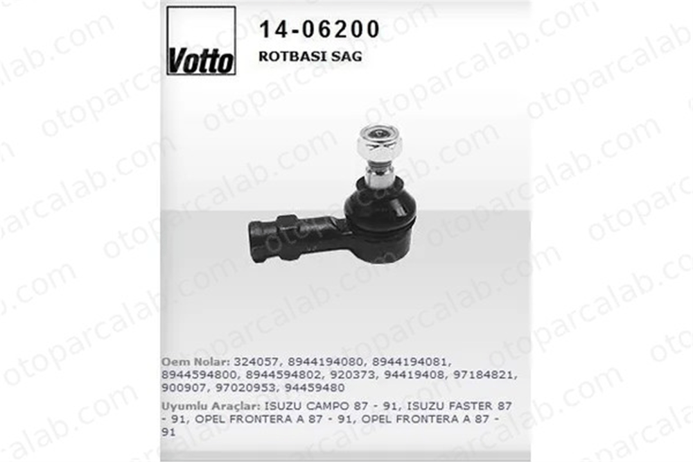 VOTTO 14-06200 Rot Başı Sağ veya Sol OPEL CAMPO ISUZU CAMPO 920373 8944194080