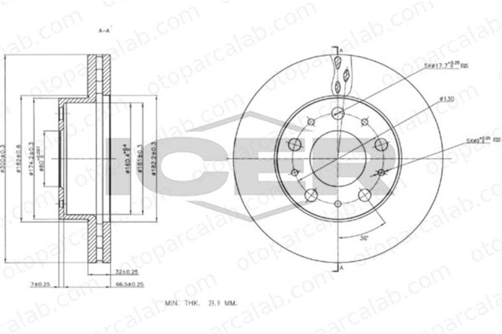 WALBURG WBD1025 Fren Disk Ayna Ön Sağ ve Sol CITROËN JUMPER Panelvan/Van JUMPER Platform şasi 1612435380 1607872380