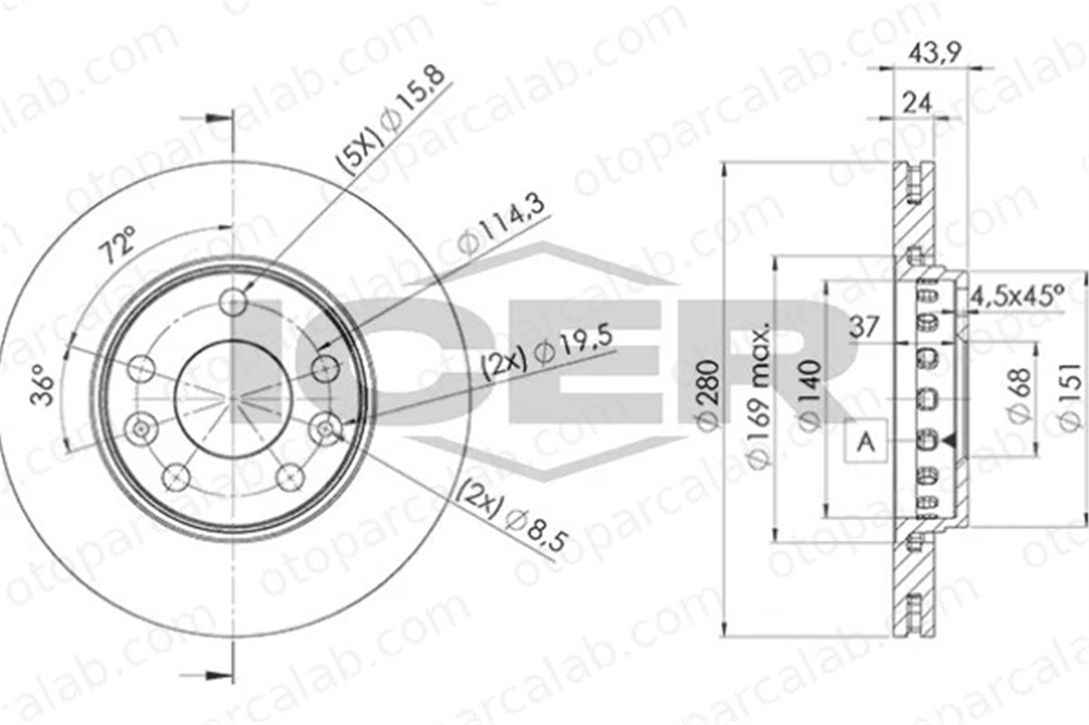 WALBURG WBD1232 Fren Disk Ayna Ön Sağ ve Sol DACIA DUSTER RENAULT MEGANE III Hatchback 402060010R 402067902R