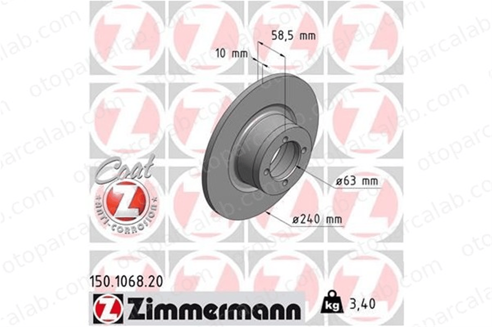 ZIMMERMANN 150.1068.20 Fren Disk Ayna Ön Sağ ve Sol BMW 1502-2002 1500-2000 34111104944 34111117422