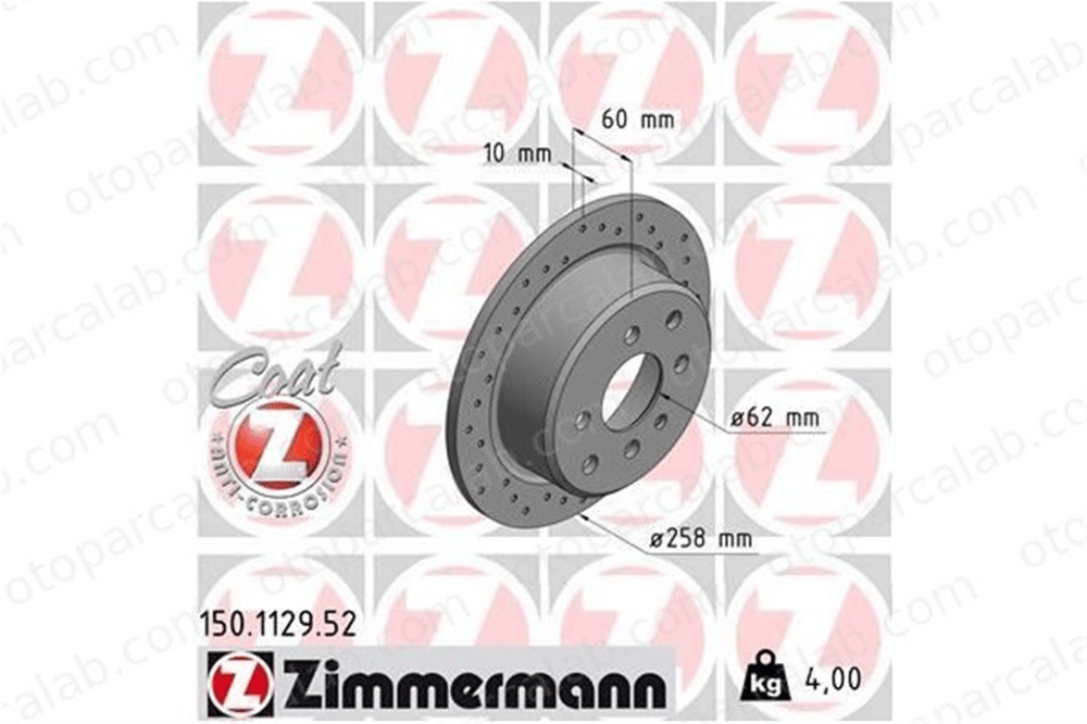 ZIMMERMANN 150.1129.52 Fren Disk Ayna Arka Sağ ve Sol BMW 3 3 Touring 34211119581 34211122282