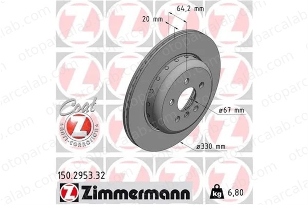 ZIMMERMANN 150.2953.32 Fren Disk Ayna Arka Sağ BMW 5 5 Touring 34206883980 34207915320