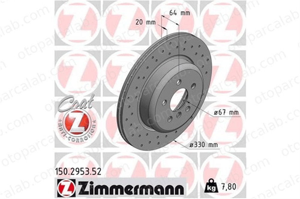 ZIMMERMANN 150.2953.52 Fren Disk Ayna Arka Sağ BMW 5 5 Touring 34216882246 34206883980