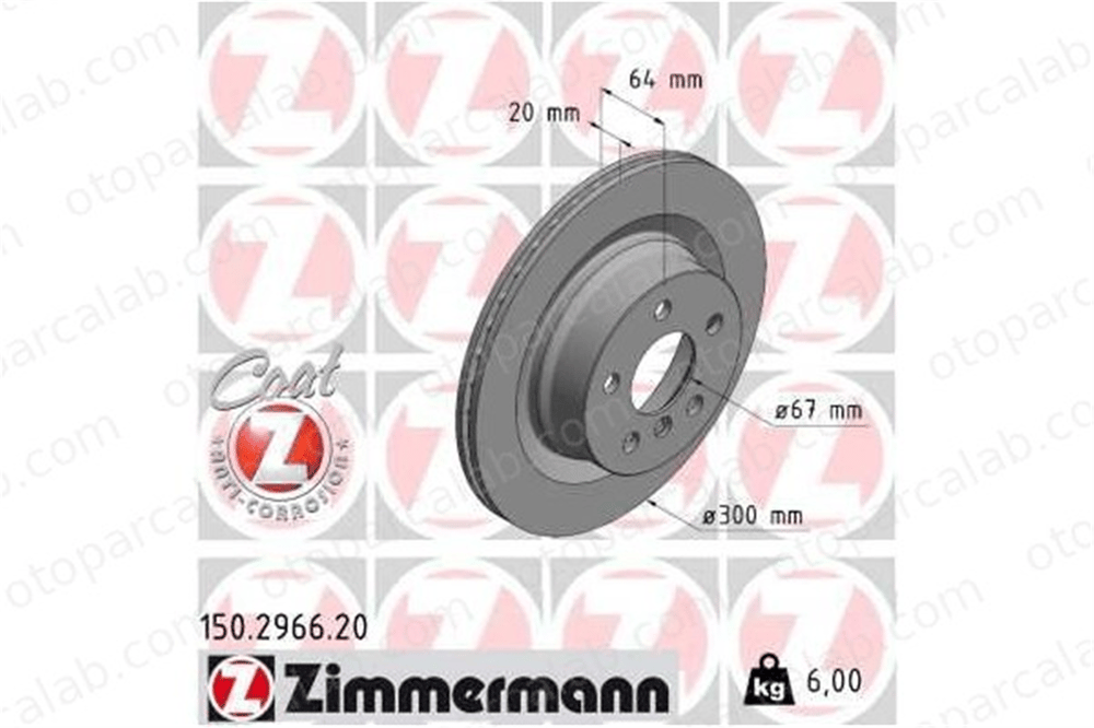 ZIMMERMANN 150.2966.20 Fren Disk Ayna Arka Sağ ve Sol BMW 3 3 Touring 34206877213 34206877225