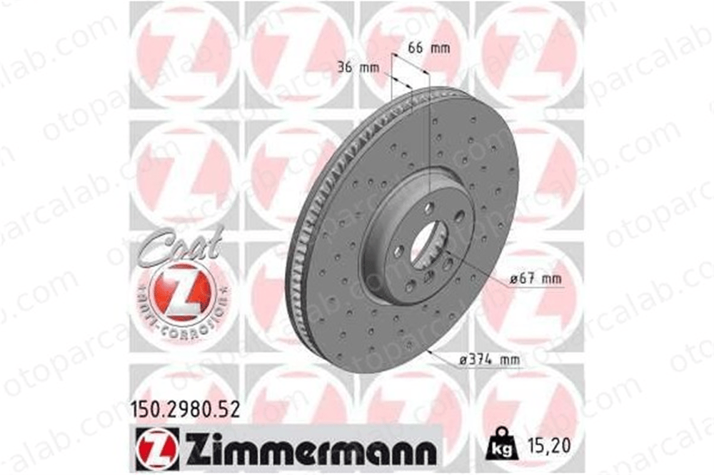 ZIMMERMANN 150.2980.52 Fren Disk Ayna Ön Sağ ve Sol BMW 3 3 Touring 34106895647