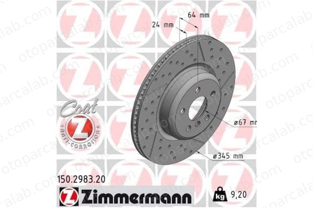 ZIMMERMANN 150.2983.20 Fren Disk Ayna Arka Sağ BMW 3 3 Touring 34206896228 34208856162