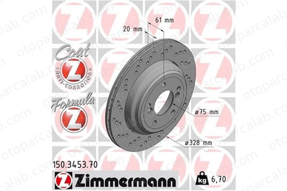 ZIMMERMANN 150.3453.70 Fren Disk Ayna Arka Sol BMW 3 Coupe 3 Cabrio 34212282303 34212282003