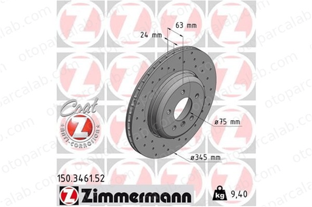 ZIMMERMANN 150.3461.52 Fren Disk Ayna Arka Sağ ve Sol BMW 5 5 Touring 34216763827 6763827