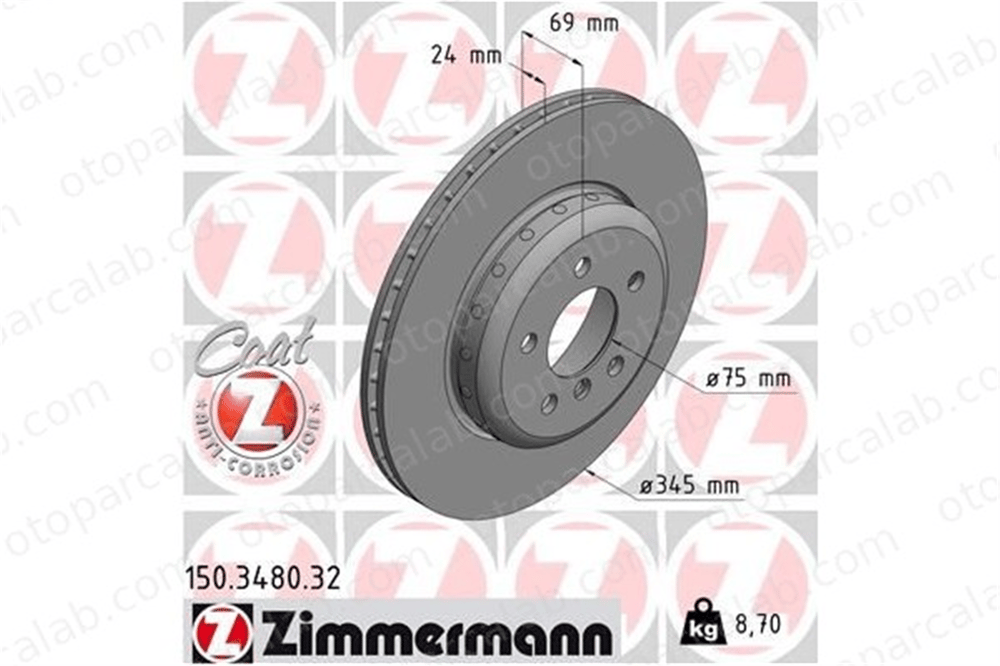 ZIMMERMANN 150.3480.32 Fren Disk Ayna Arka Sağ ve Sol BMW 5 5 Touring 34216775289 6775289